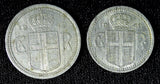 Iceland Zinc LOT OF 2 COINS 1942 10,25 Aurar WWII Issue KM# 2a;KM# 1a  (23 945)