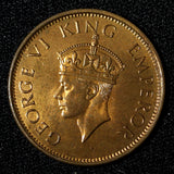 India-British George VI 1940 (B) 1/4 Anna UNC Nice Red Toning KM# 531 (30 142)