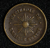 PERU Copper 1870 Token 1/2 - Haciendas de Enrique Swayne  17 mm (30 050)