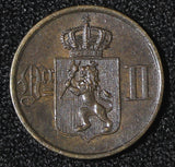 NORWAY Oscar II Bronze 1884 1 ORE Norwegian Lion KM# 352 (30 081)