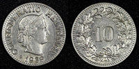 Switzerland Nickel 1939 B 10 Rappen Libertas UNC KM# 27b (27 266)