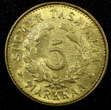 FINLAND Aluminum-Bronze 1951 H 5 Markkaa UNC KM# 31a (21 031)