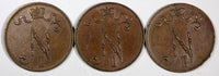 Finland Nicholas II Copper  1914 5 Pennia KM# 15 RANDOM PICK (1 Coin) (27 153)