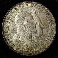 SWEDEN Oscar II Silver 1907 EB 2 Kronor Golden Wedding Anniv. KM#776 (144)