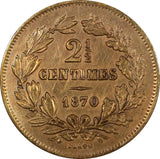 Luxembourg  William IV Bronze 18901 2-1/2 Centimes  KM# 21 (24 514)