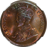 India-British George V Bronze 1936 (C) 1/4 Anna NGC MS65 BN RAINBOW KM#512 (1)