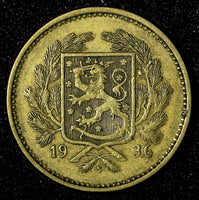 Finland Aluminum-Bronze 1936 S 5 Markkaa KM# 31 (27 715)