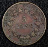 French Colonies West Indies Louis Philippe I 1844 A 5 Centimes KM# 12 (27 141)