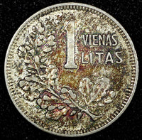 LITHUANIA Silver 1925 1 Litas Toning KM# 76 (25 120)