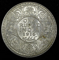 India-British George V Silver 1916 (B) Rupee Bombay Mint KM# 524 (27 328)