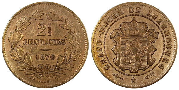 Luxembourg  William IV Bronze 18901 2-1/2 Centimes  KM# 21 (24 514)