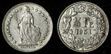 Switzerland Silver 1951 B 1/2 Franc  Helvetia KM# 23 (28 484)