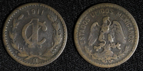 Mexico ESTADOS UNIDOS MEXICANOS Bronze 1911 Mo 1 Centavo Wide date KM# 415 (443)