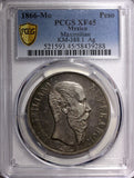 Mexico EMPIRE OF MAXIMILIAN Silver 1866 Mo Peso PCGS XF45 37mm KM# 388.1 (88)