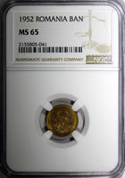 ROMANIA 1952 1 Ban NGC MS65 1 YEAR TYPE GEM BU KM# 81.1 (041)