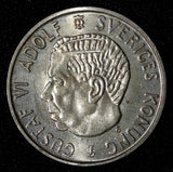 SWEDEN Gustaf VI Adolf Silver 1961 TS 2 Kronor Better Date  UNC KM# 827 (28 717)