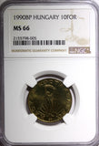 Hungary 1990 BP 10 Forint NGC MS66 Mintage-10.000 GEM BU KM# 739 (005)