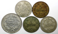 VENEZUELA LOT OF 5 COINS 1938-1964 5 Centimos , 12 1/2 Centimos VF-aUNC  (784)