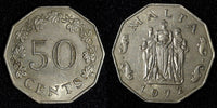 MALTA Copper-Nickel 1972 50 Cents Great Siege Monument KM# 12 (27 963)