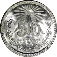 Mexico ESTADOS UNIDOS Silver 1945 M 50 Centavos NGC MS66 GEM GEM BU KM# 447 (46)