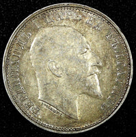 Bulgaria Ferdinand I Silver 1910 1 Lev Nice Toned KM# 28 (25 186)