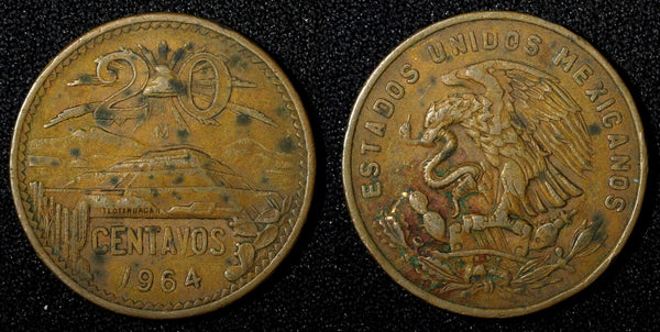 MEXICO  Bronze 1964 Mo 20 Centavos KM# 440 (27 539)