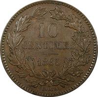 Luxembourg William III Bronze 1865 A  10 Centimes Paris Mint  KM# 23.2 (24 507)