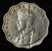 India-British George V Copper-Nickel 1912 B 1 Anna Bombay mint XF KM# 513 (609)