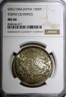 JAPAN Silver S39 1964 1000 Yen Olympics, Tokyo NGC MS66 Rainbow Toned Y# 80 (17)