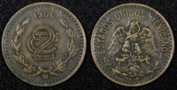 MEXICO ESTADOS UNIDOS MEXICANOS Bronze 1906 2 Centavos XF Toned KM# 419 (27 171)