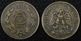 MEXICO ESTADOS UNIDOS MEXICANOS Bronze 1906 2 Centavos XF Toned KM# 419 (27 171)