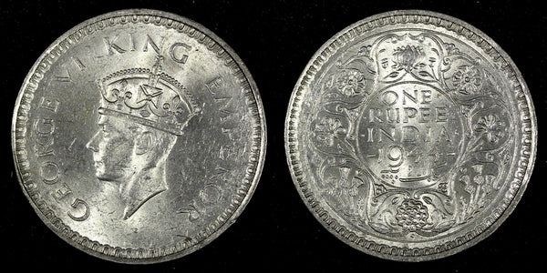 India-British George VI Silver 1944 (B) Rupee Bombay Mint KM# 557.1 (27 319)