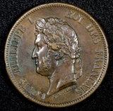 French Colonies Louis Philippe I Bronze 1844 A 10 Centimes 30mm SCARCE KM# 13(1)