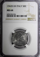 Italy Victor Emmanuel III  1942 R  50 Centesimi NGC MS64 TOP GRADED KM# 76b (4)