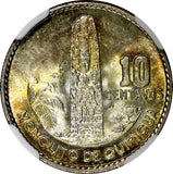 GUATEMALA Silver 1961 10 Centavos NGC MS64 Nice Gold Toning KM# 262 (40)