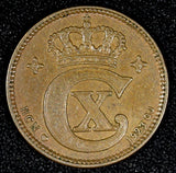 DENMARK Christian X Bronze 1923 2 Øre Last Year Type aUNC KM# 813.2 (27 228)