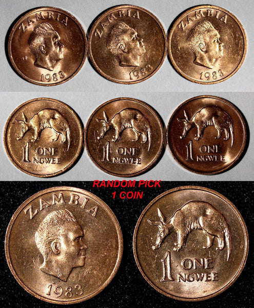 Zambia Kenneth Kaunda 1983 1 Ngwee GEM BU KM# 9a RANDOM PICK (1 Coin) (918)