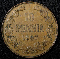 FINLAND Nicholas II Copper 1897-1916 10 Pennia KM#14 RANDOM PICK (1 COIN) (147)