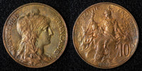 FRANCE  1898 10 Centimes 1st Year Type UNC  Nice Toned KM# 843 (28 014)