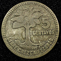 Guatemala Silver 1958 5 Centavos KM# 257.2 (24 417)