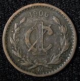 Mexico ESTADOS UNIDOS MEXICANOS Bronze 1906 1 Centavo Wide date KM# 415 (442)
