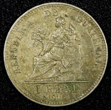 GUATEMALA 1910 H 1 Real Heaton Birmingham Mint Toned KM# 177  (24 574)
