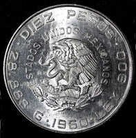 MEXICO Silver 1960 Mo 10 Pesos War of Independence 40mm ;28,88g. UNC  KM# 476(3)