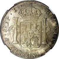 BOLIVIA Carlos IIII Silver 1805/4 PTS PJ 8 Reales NGC AU55 TOP GRADED KM# 73 (8)