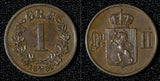 NORWAY Oscar II Bronze 1899 1 ORE Norwegian Lion aUNC KM# 352 (30 095)