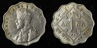India-British George V Copper-Nickel 1912 B 1 Anna Bombay mint XF KM# 513 (609)