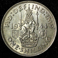 GREAT BRITAIN George VI Silver 1944 1 Shilling Scottish crest aUNC KM# 854 (170)