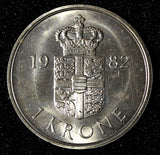 Denmark Margrethe II 1982 1 Krone 25.5 mm 1st Year Type UNC KM# 862.3 (28 652)