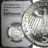 GERMANY Silver 1973 G 5 Mark Frankfurt National Assembly NGC MS63 KM#137 (031)