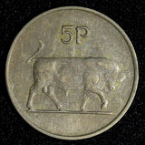 Ireland Republic Copper-Nickel 1969 5 Pence Bull 1st Year Type KM# 22 (28 026)